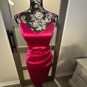 Sleek Fuchsia Satin Dress